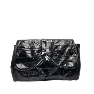 Vintage 1980's Borim Black Genuine Eel Skin Convertible Crossbody Shoulder Bag